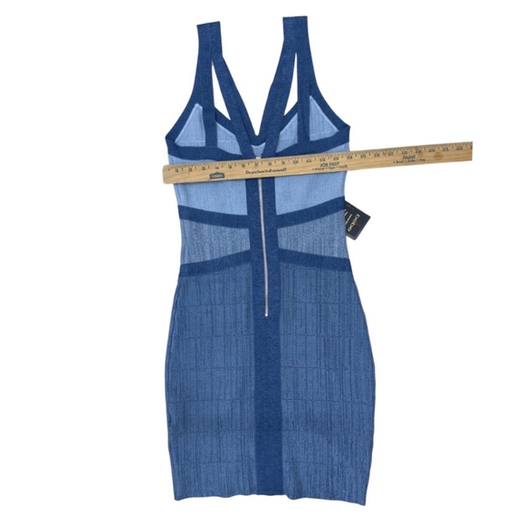 bebe mock denim bandage dress - size Small - Picture 5 of 5